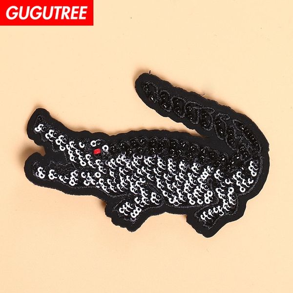 

Gugutree beaded crocodile patche cry tal diamond equined applique patch for coat t hirt hat bag weater backpack bdp 68