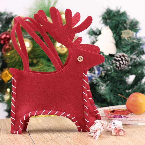 

fashion cute christmas deer red fabric baby candy bags gift bag pouch