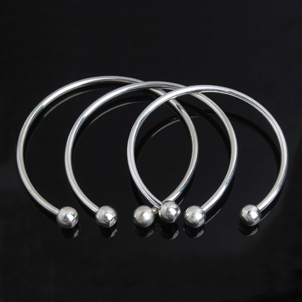 1PCS Silver Tone Initial Letter Charm Expandable Wire Bangle