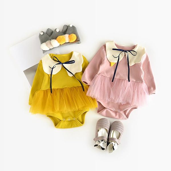 Neugeborenen Baby Strampler Infant Kleinkind Kleidung Baby Mädchen Schwan Solide Romper + Lätzchen Outfits Japanischen Stil Neugeborenen Baby Mädchen Overalls 2 farben