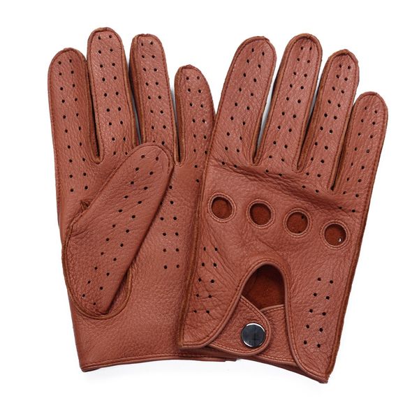 

men' 2018 newdeerskin gloves four seasons fashion driving genuine leather full finger gloves men am032-5, Blue;gray