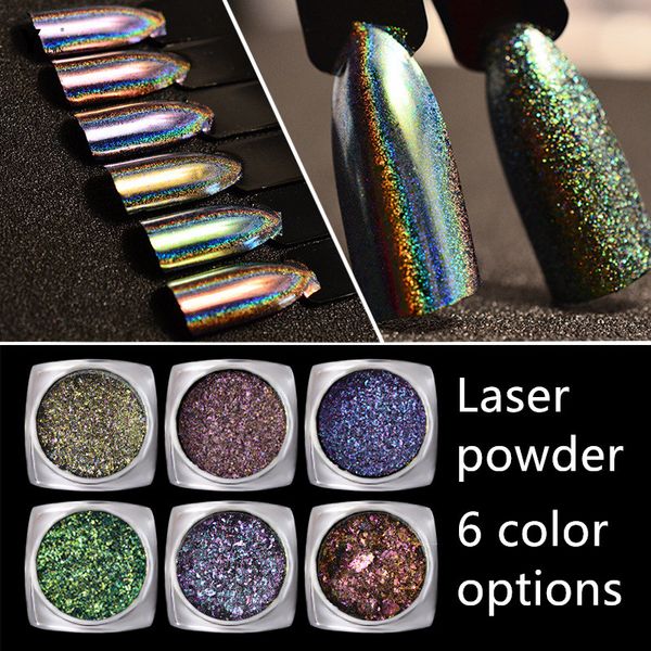 

y-xlwn nail art laser magic mirror powder fireworks powder laser chameleon 6 colors, Silver;gold
