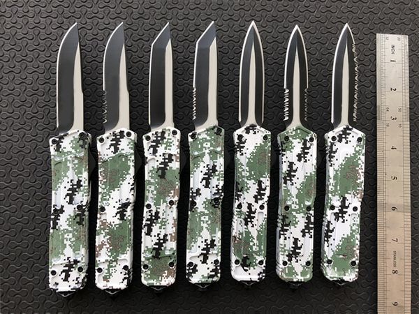 

Camo Green D/A AUTO Knife 440C steel Two-tone blade Zinc aluminum handle EDC Tactical gear survival knives with nylon sheath