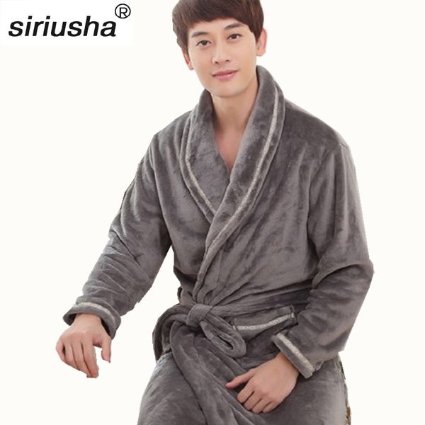 

autumn and winter thick flannel long sleeves nightgown cute coral cashmere couple flannel oversize big gown men bathrobe s66, Black;brown