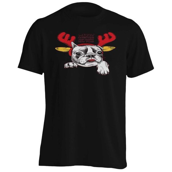 

pug ho ho santa merry christmas men's t-shirt/new z477m, White;black