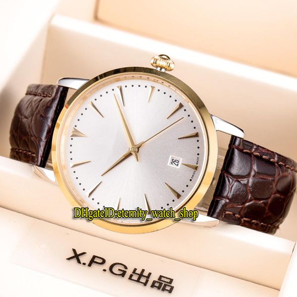 

6-цветный высококачественный master ultra thin 1282510 белый циферблат с датой japan miyota 8215 автоматические мужские часы золотой корпус, Slivery;brown