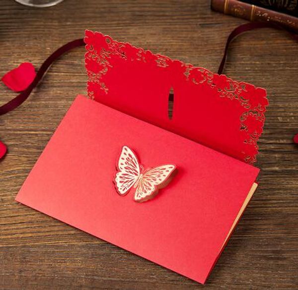 

laser cut wedding invitations cards hollow personalized party printable invitation card with envelope sealed card wedding decorations favors, Black