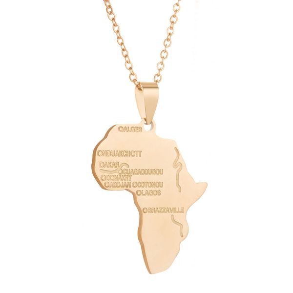 

africa necklace gold color pendant & chain african map hiphop gift for men/women ethiopian jewelry trendy wholesale, Silver