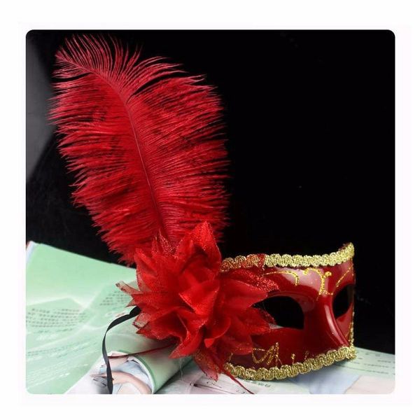

feathered venetian masquerade masks half face lily fancy ball party princess mask christmas decorations for party