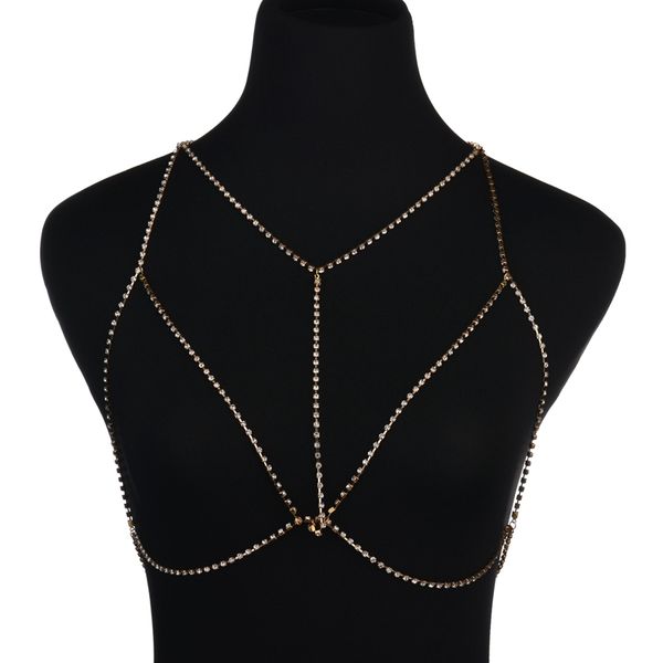 

whole salemisscycy crystal chain bra necklace women body necklace chain statement sparkle bralette beach party summer jewelry, Silver