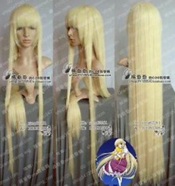 

chobits cosplay long light blonde straight wigs 100cm, Black