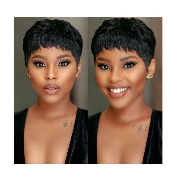 Fashion Brazilian Hair Short Straight Wig Simulation Human Hair