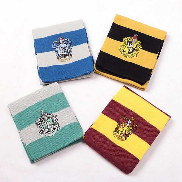 

college scarf harry potter scarf gryffindor/slytherin/hufflepuff/ravenclaw knitted neckscarf cosplay 4 colors, Blue;gray