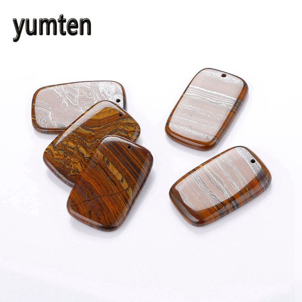 

yumten tiger's eye jewelry rectangular natural big pendant stone long necklace diy gift bag reiki chakra healing men for women, Silver