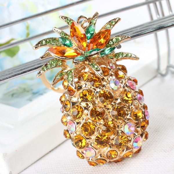 

ананас ананас фрукты прекрасный кулон очарование кристалл rhinestone кошелек сумка автомобиль брелок брелок свадьба девушка подарок, Silver