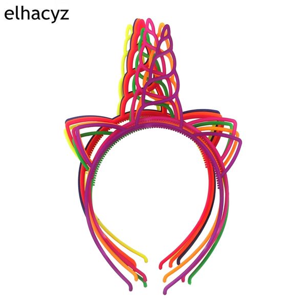 

10pcs/lot new girls unicorn hairbands lovely hair hoop princess plastic unicorn headband for party hair accessories headwear, Slivery;white