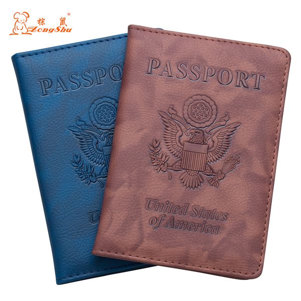 

usa convenient and fashion red pu leather passport holder women passport case multifunctional travel clip with travling, Brown;gray
