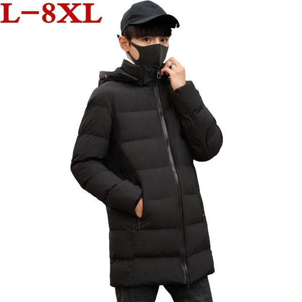 

plus size 8xl 7xl brand winter jacket men cotton padded hooded parka coat black printing thick quilted brand jacket coat men