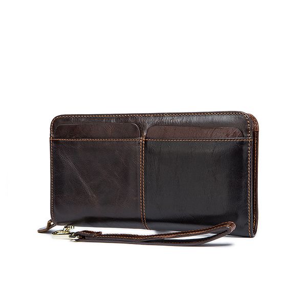 

genuine leather men wallets with coin bag zipper long style new design dollar high capacity purse money clip wallet, Red;black