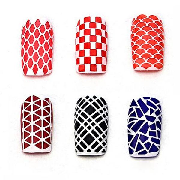 

1 sheet diy easy use manicure irregular hollow stencil nail art stickers stamp new, Black