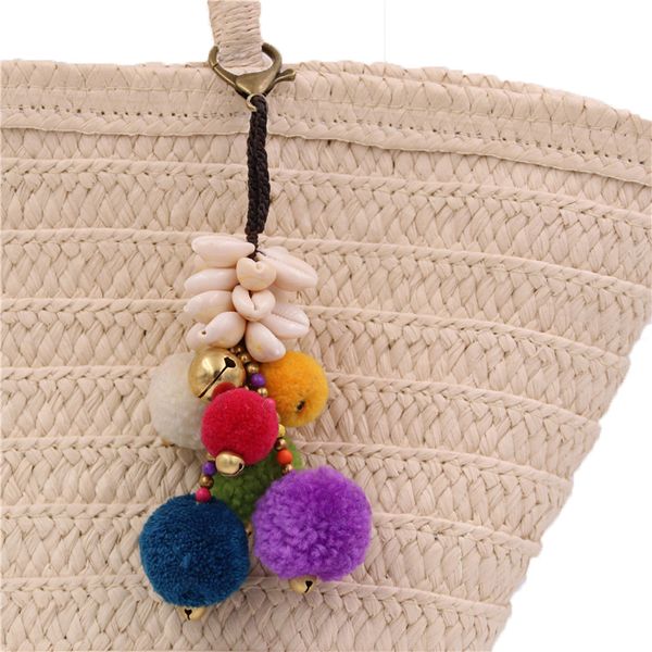 

pom pom shell walnuts bell pure manual key chain bag accessories, Black