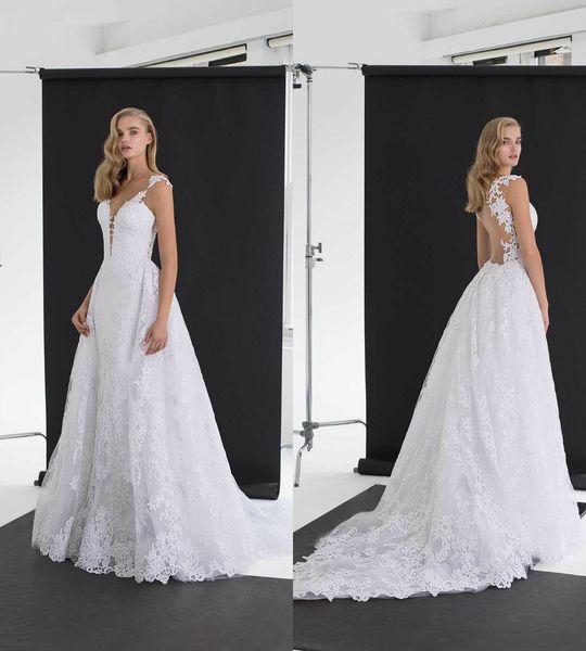 

white mermaid wedding dresses with detachable skirt sweep train lace appliques backless country wedding dress plus size bridal gowns