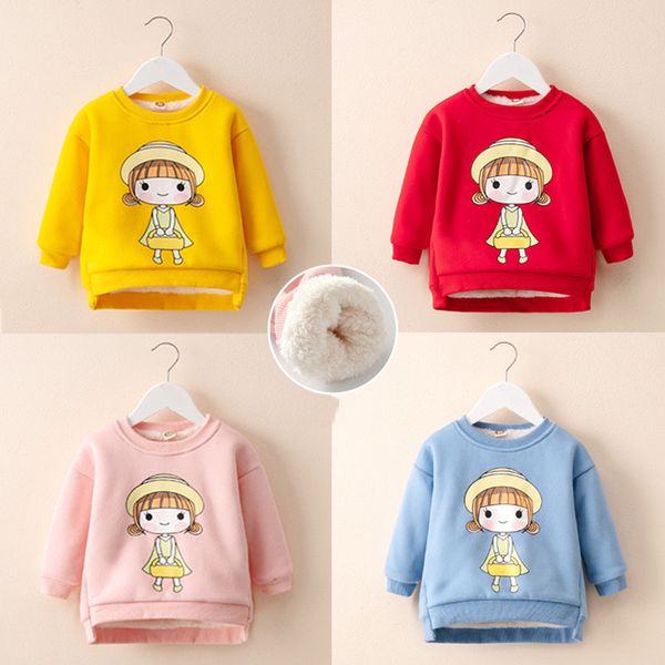 

bibicola autumn winter girls sweater kids cartoon cotton outerwear for children velvet thicken coats girls fashion warm sweater, Blue