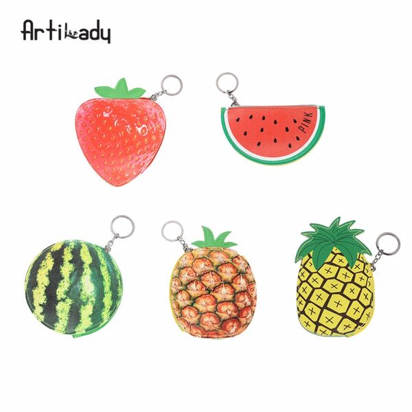 

artilady strawberry coin purse change purse key chain bag charm for kids accessory gift, Silver
