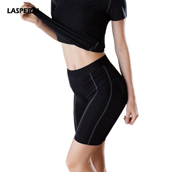 

lasperal fitness women yoga shorts new pro compression short tights gym quick dry breathable hip up fifth legging running shorts, White;red