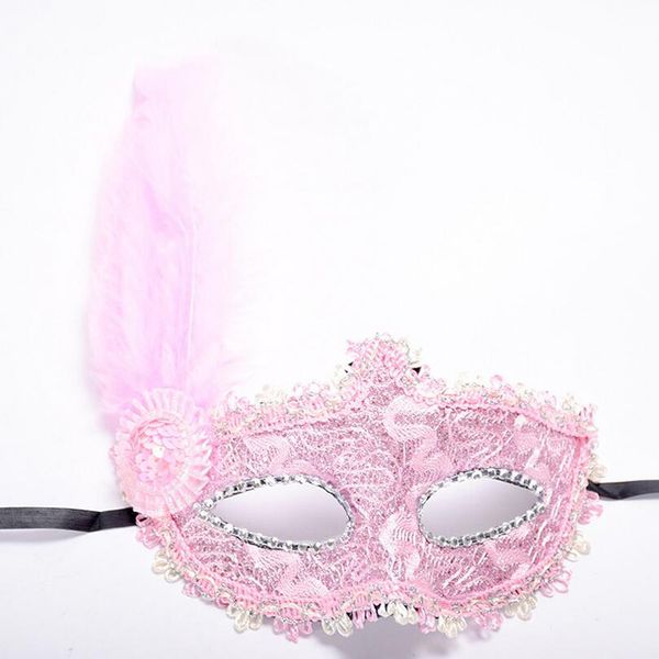 

women venetian lace feather flower eye masks christmas halloween masquerade mask girls half face party dance headwear
