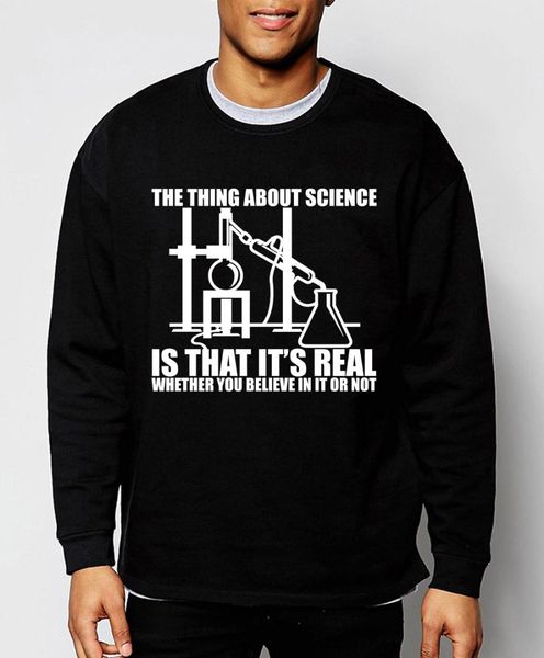 

for this is real science 2018 spring winter fashion sweatshirt hoodies hip hop tracksuit men loose fit fleece hoodie men, Black