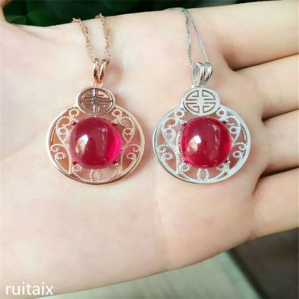 

kjjeaxcmy boutique jewels 925 pure silver inlay natural crystal red medulla pendant + necklace snow drops