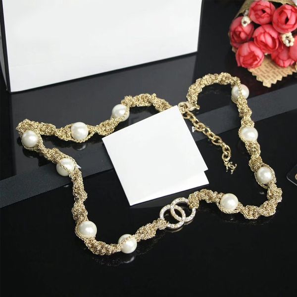 

Женщины девушки письмо c роскошные ожерелье жемчуг Марка дизайнер ожерелье извес