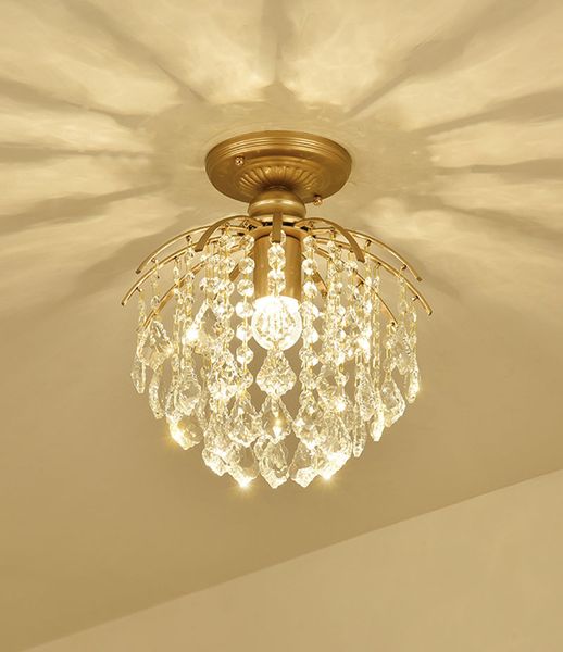 2019 American Country Creative Simple Crystal Ceiling Lamp Single Head Bedroom Aisle Bar Lamp European Style Simple Paint Gold European Crystal L From