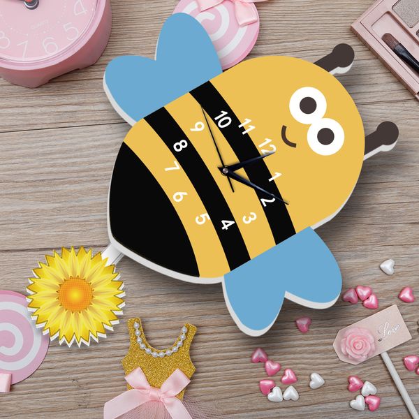 Wholesale Diy 3d Cartoon Honeybee Pendulum Silent Quartz Wall