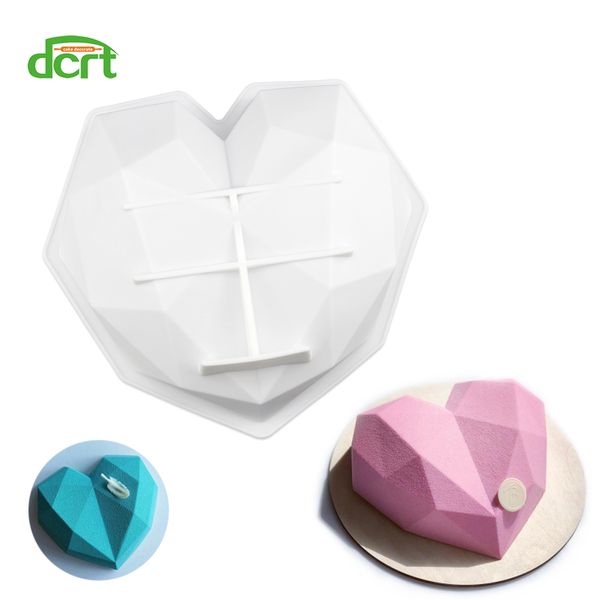 Силиконовые формы, инструменты для украшения торта, 3D форма с бриллиантовым сердцем, шоколадная губка, шифоновый мусс, форма для десерта, торта для выпечки211i