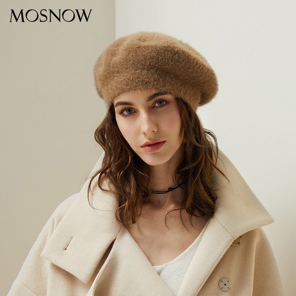 

2018 new berets for women faux mink hair beret hat winter solid colors warm wool knitted hat female casual beanies boina mujer, Blue;gray