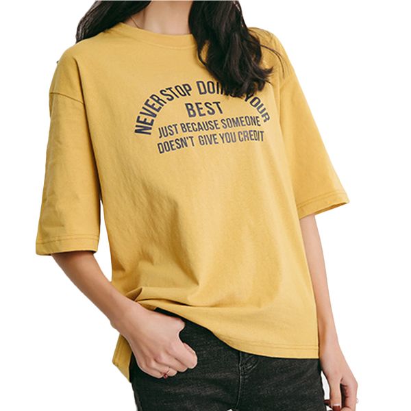 

korean fashion cotton t shirt women letter short sleeve loose t-shirt casual solid o-neck ladies tshirt tee shirt femme, White