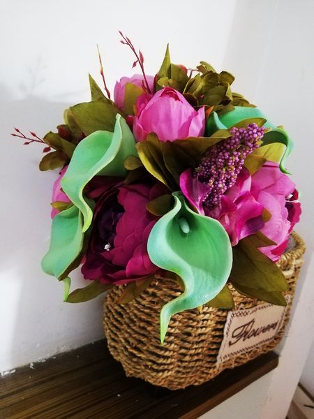 

romantic wedding bouquet wedding decorations artificial purple peony calla lily bouque de noiva bridal accessories