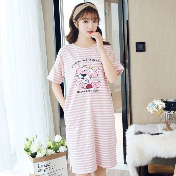 

lingerie female summer korean version of cotton short-sleeved sweet fresh pajamas women summer cute students loose large size home service, Black;red