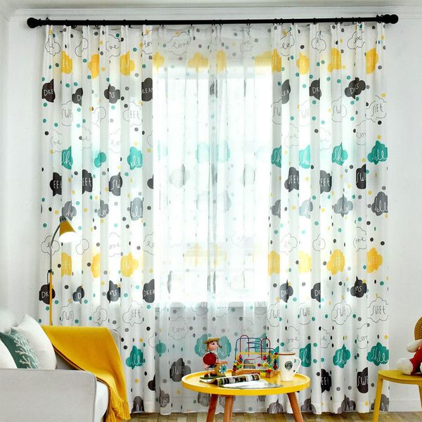 2019 Children Room Blackout Curtains Cartoon Cloud Letter Design For Kids Baby Room Modern Printed Living Room Window Curtain Drapes From Bigmum
