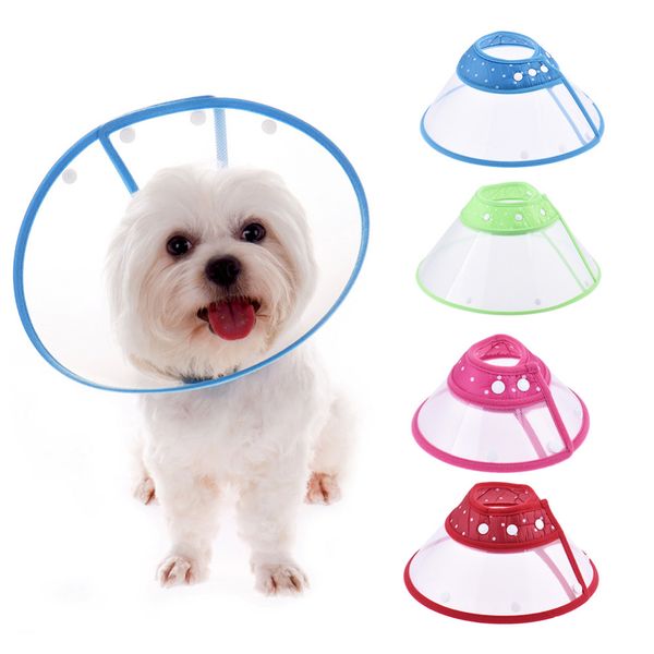 

elizabethan collar with breathable soft edge plastic snap closure puppy protective collars recovery pets cone collar dogs pets