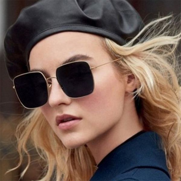 

fashion mirror square metal celebrity lens new oversized brand sunglasses women men sunglasses qpenh, White;black