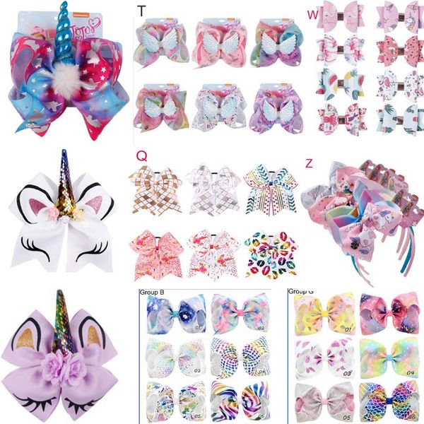 Ins arcos de cabelo presilhas arco-íris sereia unicórnio design menina clippers bandana meninas clipes acessório de cabelo do bebê multi escolhas