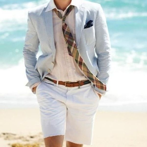 

linen men's suit shorts 2 (jacket + shorts) beach summer suit custom men's casual, White;black