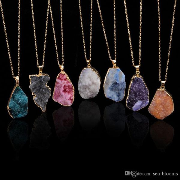 

новый phnom penh природный камень ожерелья кристалл кварц исцеление chakra gemstone ожерелье 7 цветов unisex модные ювелирные изделия беспла, Silver