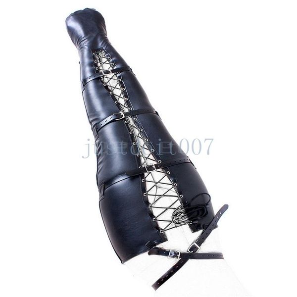 

leather body legs restraint harness sleeve mermaid costume straitjacket binder #r98 ngohi