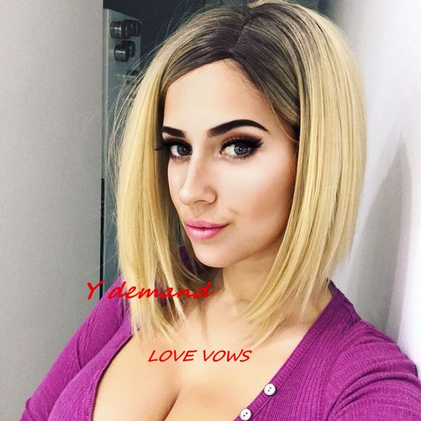 Ombre Black Blonde Bob Wig For African American Women Short Like