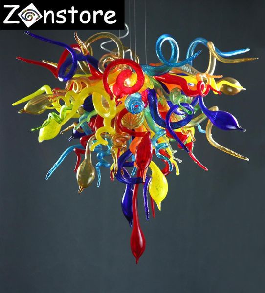 

brilliant art glass ceiling light 100% hand blown glass chandelier light multi-colors with led lights