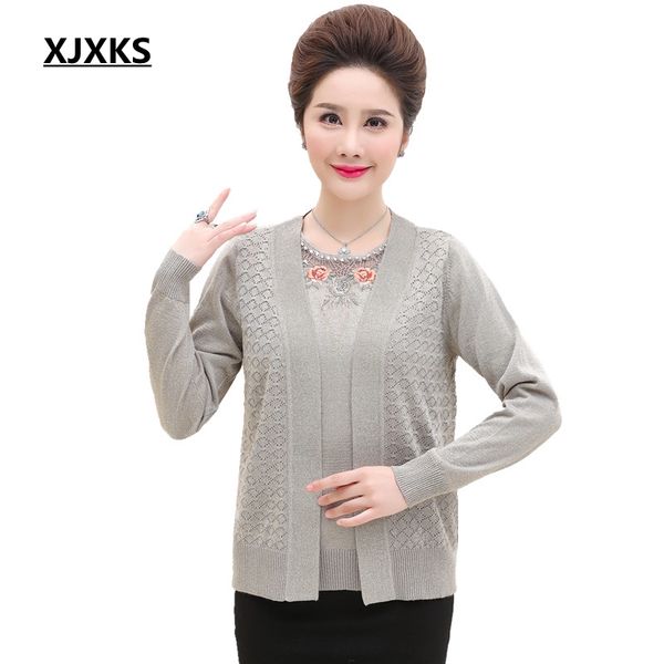 

xjxks 2018 большой размер женщин antumn теплый свитер пальто 2 шт. набор emboridery с длинным рукавом вязание плюс размер шерсти кардиган св, White;black